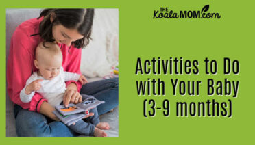 Activities to Do with Your Baby. Photo of mom reading a cloth book to her baby via stock photos.