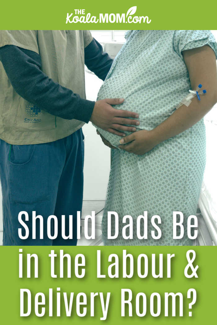 Should Dads Be in the Labour & Delivery Room? Photo of dad supporting pregnant mom in a hospital gown by  Bruno Curly via Pexels.