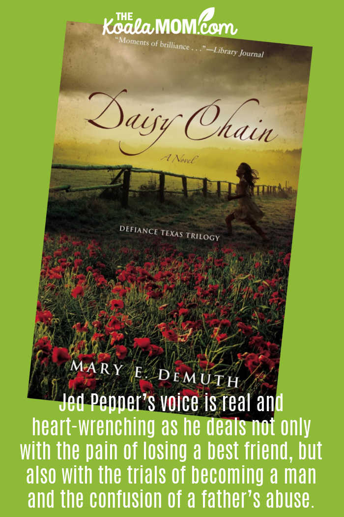 "Jed Pepper’s voice is real and heart-wrenching as he deals not only with the pain of losing a best friend, but also with the trials of becoming a man and the confusion of a father’s abuse." Book review of Daisy Chain by Mary Demuth. Cover photo via Amazon.