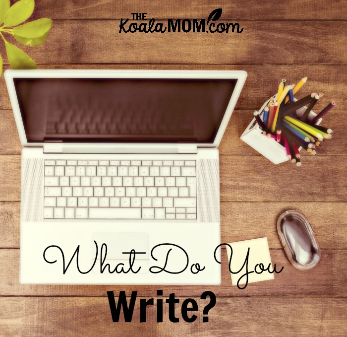 What do you write? (laptop on desk with mouse and jar of pens)