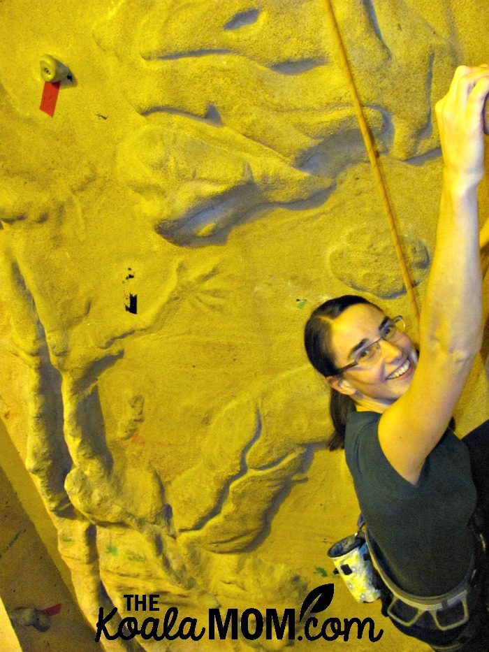 Having fun at the climbing gym