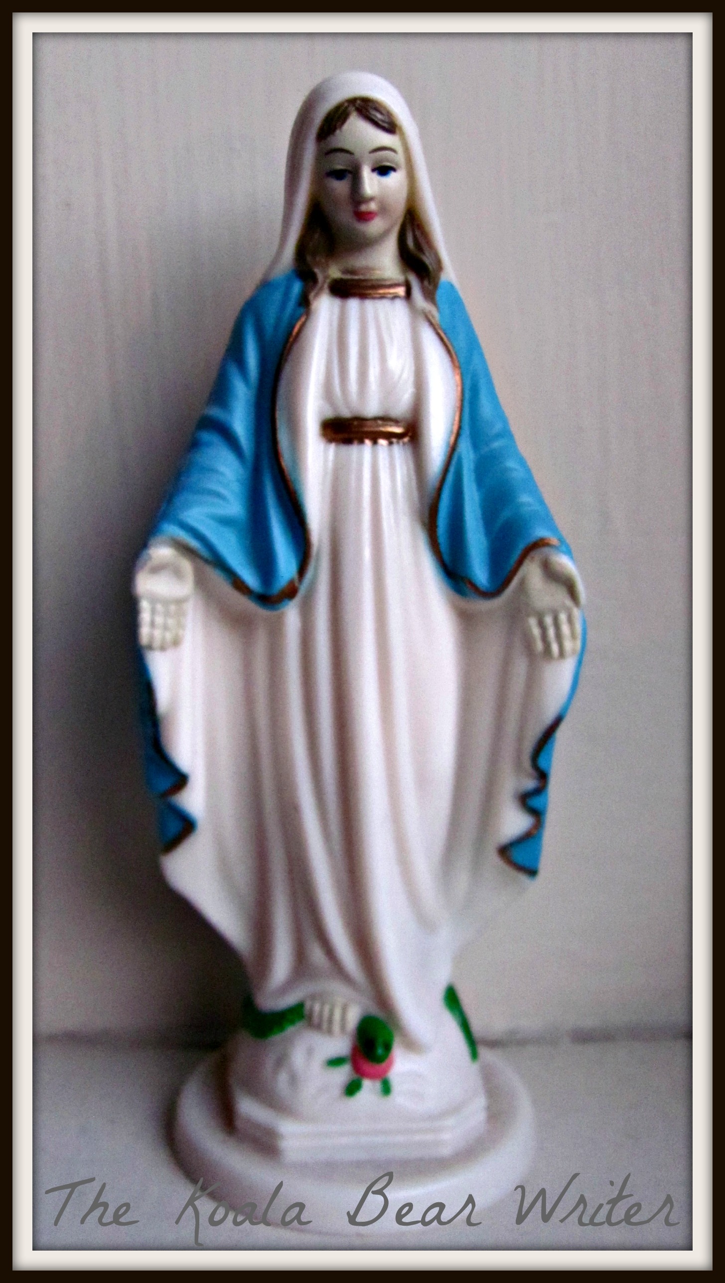 Blue Virgin Mary statue