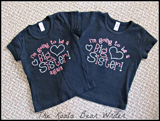 JustJen big sister T-shirt are an adorable way to announce a pregnancy!