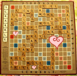 One of our favourite activities is playing Scrabble together