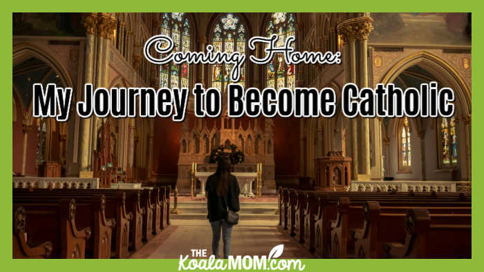 Coming Home: My Journey to Become Catholic. Photo of girl in front of church altar by David Besh via Pexels.