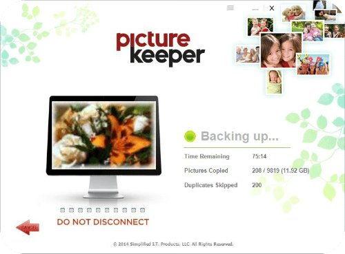 Picture Keeper Backup screen