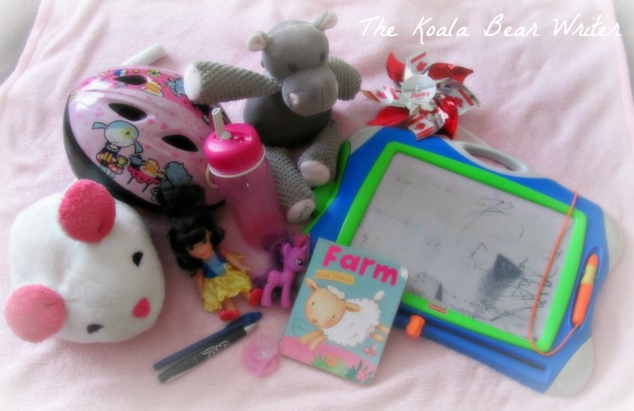 Jade's toys, books, soother, blanket