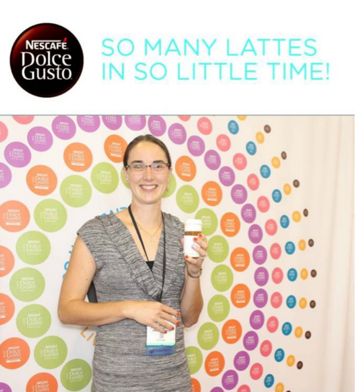 Bonnie Way with a Dolce Gusto coffee (yummm!) at BlogHer14