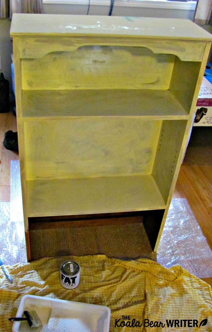 Bookshelf with one coat of chalk paint