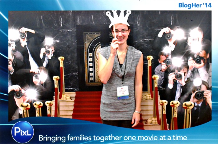 Bonnie Way posing at the PixL booth at BlogHer14 conference