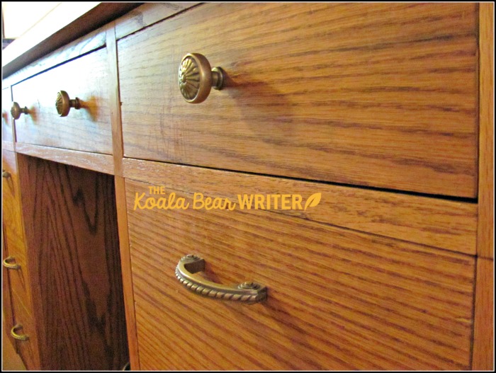 Hardware on a wood desk