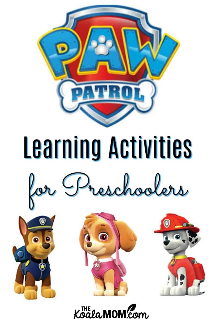 PAW Patrol learning activities for preschoolers - a mega list of birthday party ideas, FREE PAW Patrol printables, preschool activities and more to use your child's favourite TV show to encourage educational fun!