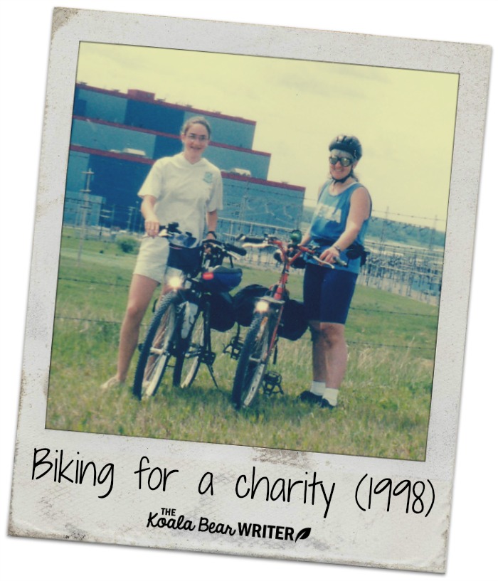 Bonnie Way and her mom biking for charity in 1998