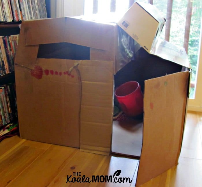 Cardboard box fort