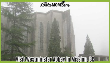 Visit Westminster Abbey in Mission, BC. Photo of the abbey in the fog by Bonnie Way.