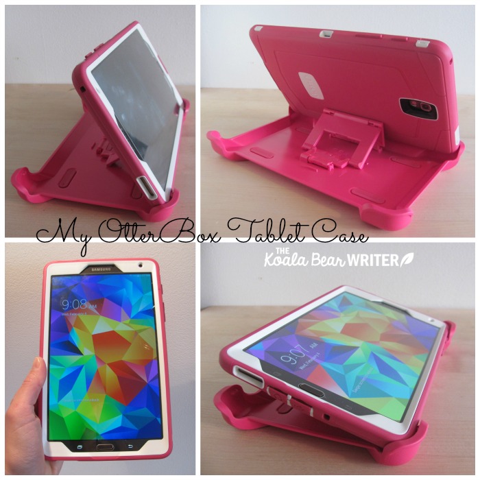 Otterbox tablet case offers a convenient stand with two diThe Otterbox Defender series tablet case includes a convenient sheild / stand with two different angles.fferent angles.
