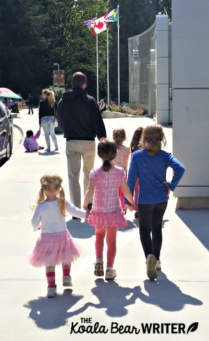 Our girls heading into the Vancouver Aquarium