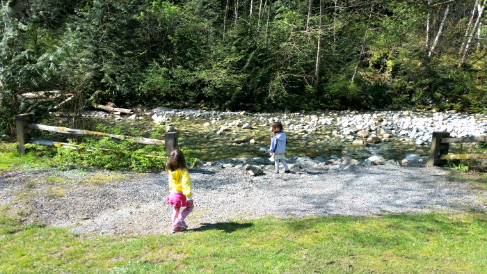 Girls exploring the creek at Shannon Falls