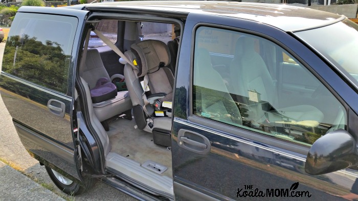 Car seats inside Chevy Venture minivan