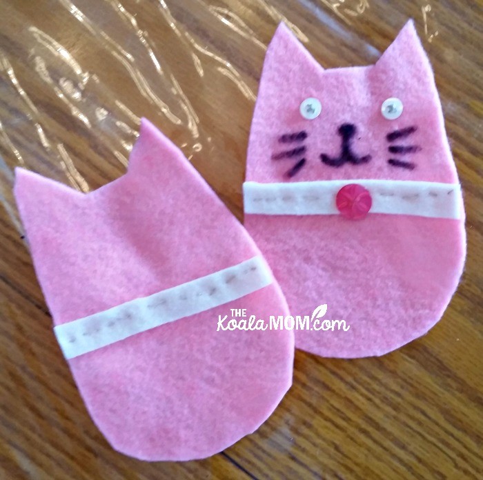 Front and back of a felt kitten