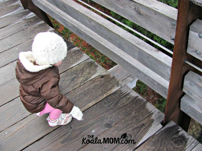 Toddler sitting on the Kinsol Trestle