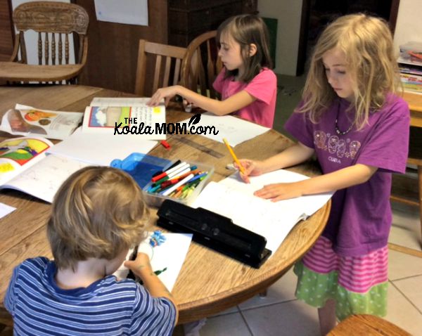 Three siblings homeschooling together