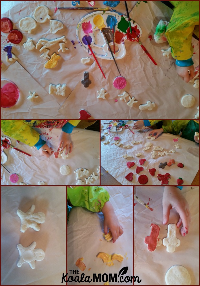 Painting the salt dough figures