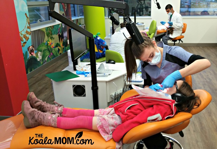 Girls getting their teeth checked at Smiletown Dentistry