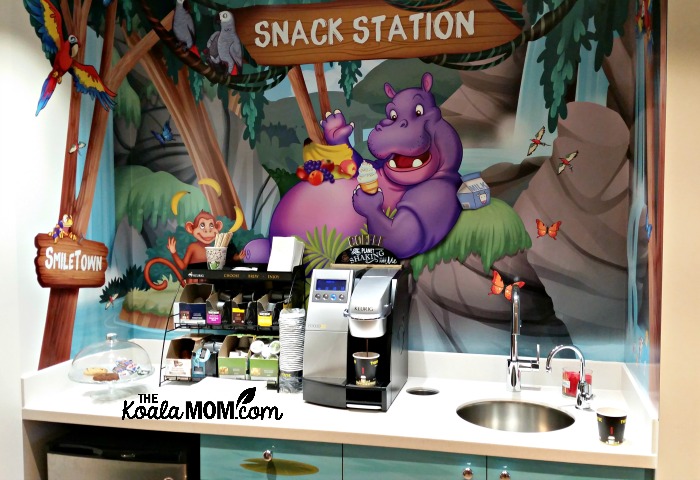 The snack station at Smiletown Dentistry