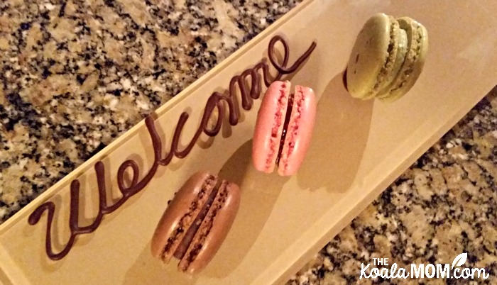 Our welcome at the Oak Bay Beach Hotel: macaroons