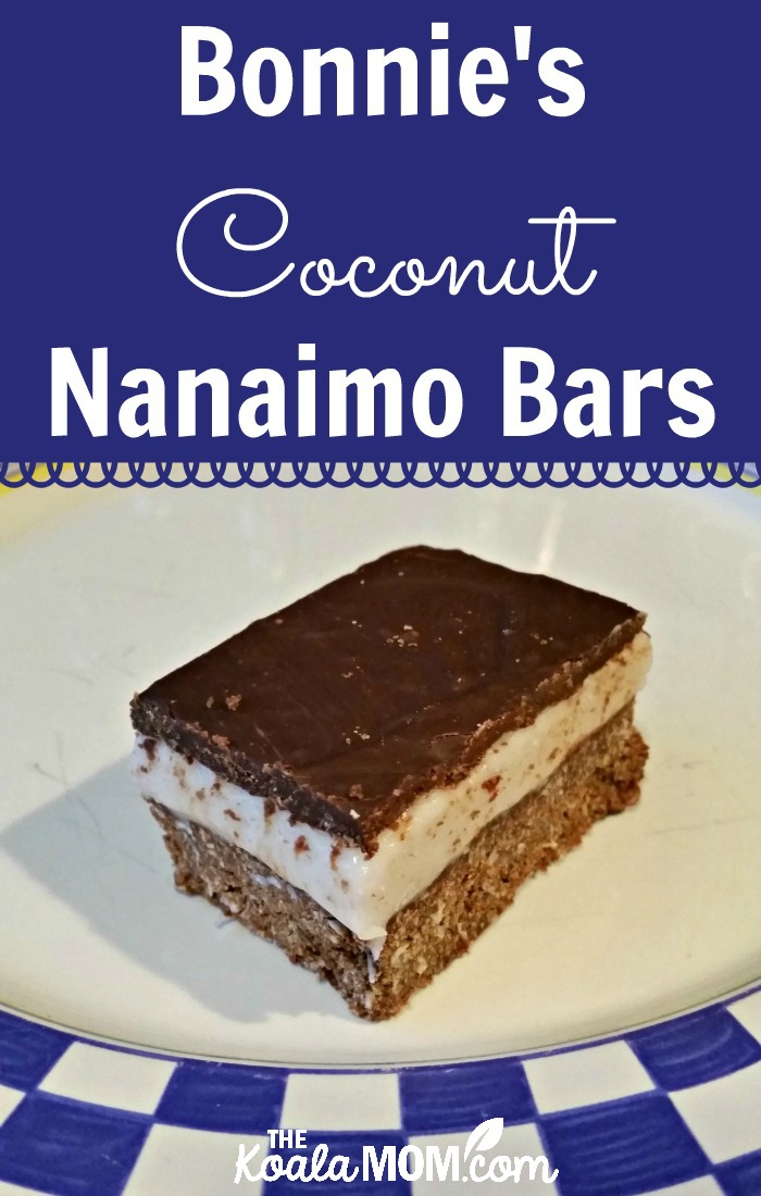 Bonnie's dairy-free coconut nanaimo bars