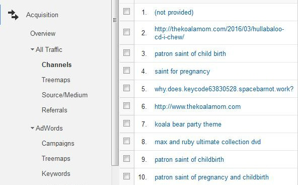 Search terms used to find the Koala Mom blog