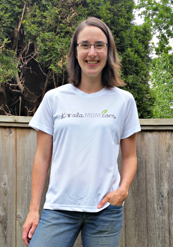 Bonnie Way wearing a shirt with her blog logo on it by Bravo Apparel