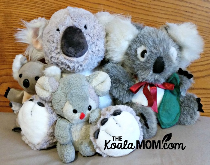 The Koala Mom's koala collection (four stuffed koalas)