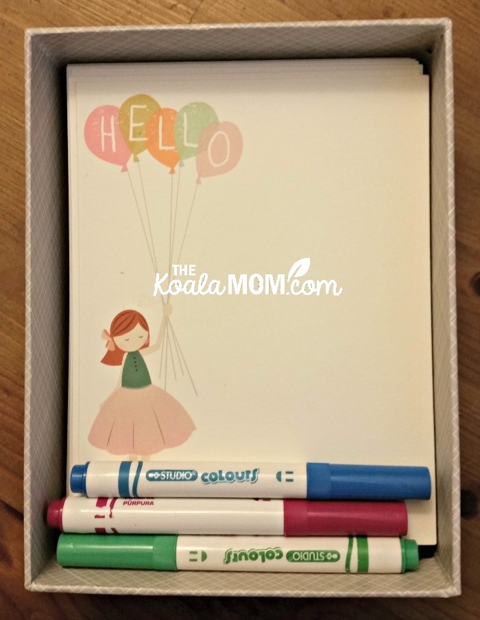 "A Sweet Hello" personalized stationary with markers in a box from Minted.com
