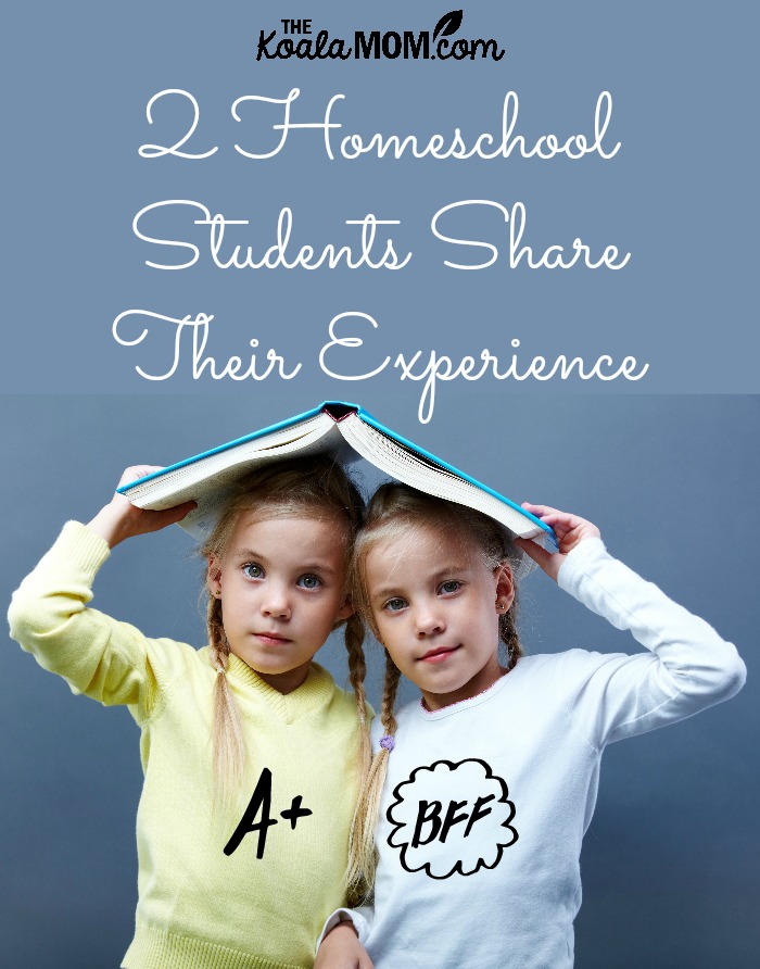 Two Homeschool Students Share Their Experience (two girls hold a book over their heads)