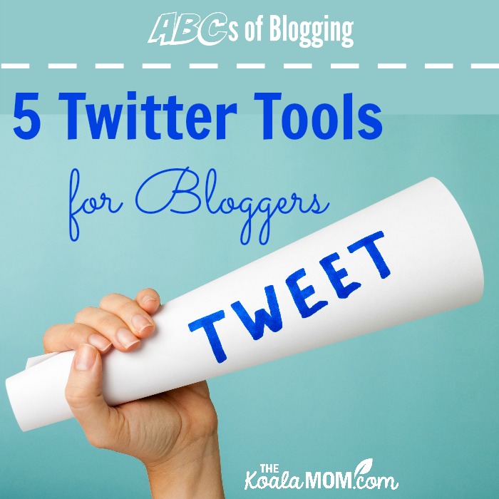 Twitter Tools for Bloggers (hand holding paper cone with word "tweet" on it)