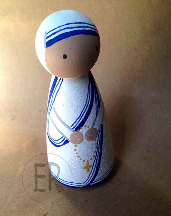 Mother Teresa of Calcutta wooden peg doll - a fun way to celebrate Mother Teresa's canonization