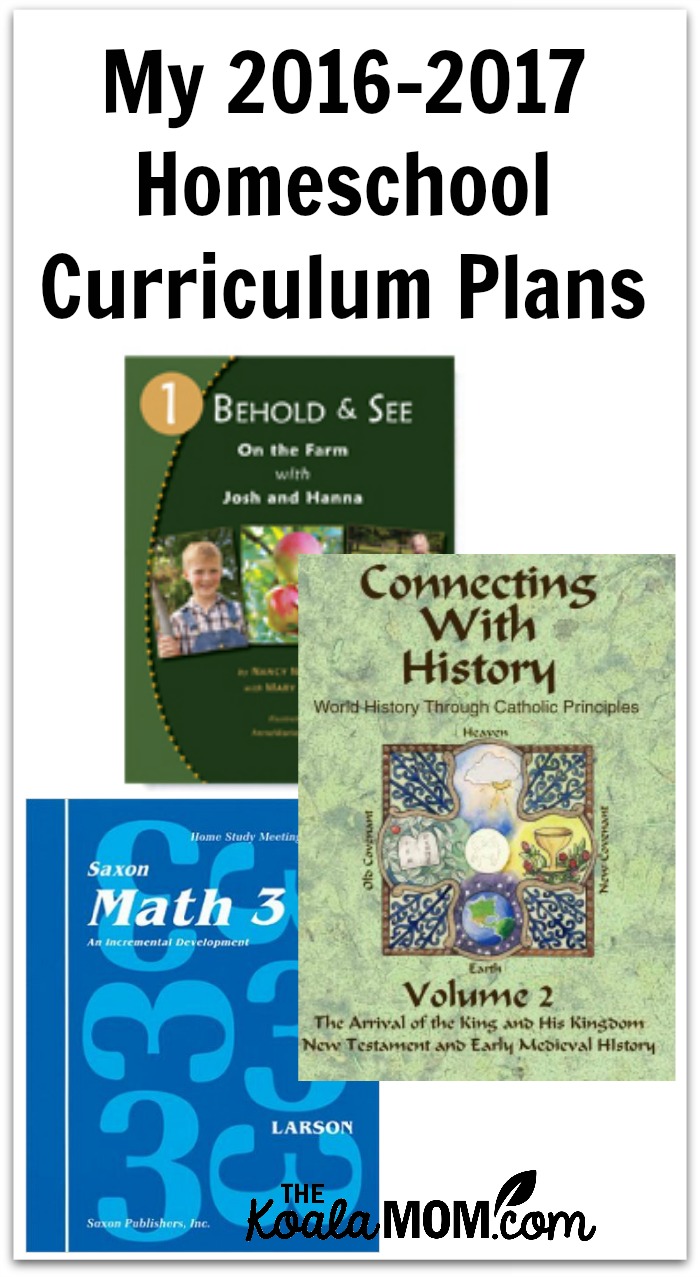 My 2016-2017 homeschool curriculum plans