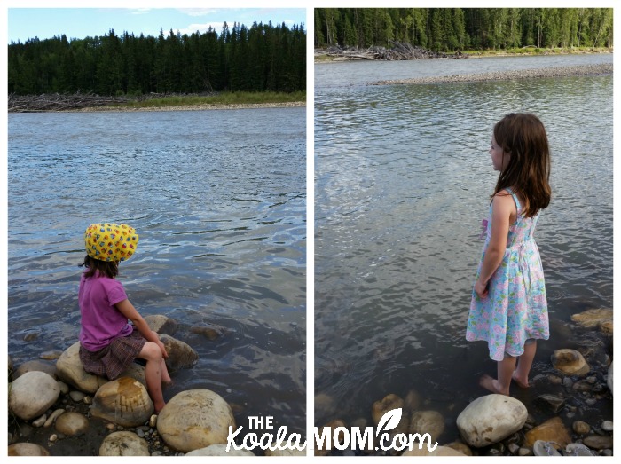 Girls playing at the North Saskatchewan River