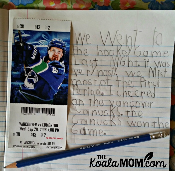 Lily writes about the Vancouver Canucks hockey game she attended with her KidsWorld pass