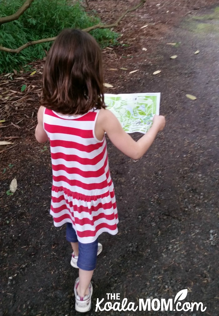 Lily reading the map at VanDusen Gardens