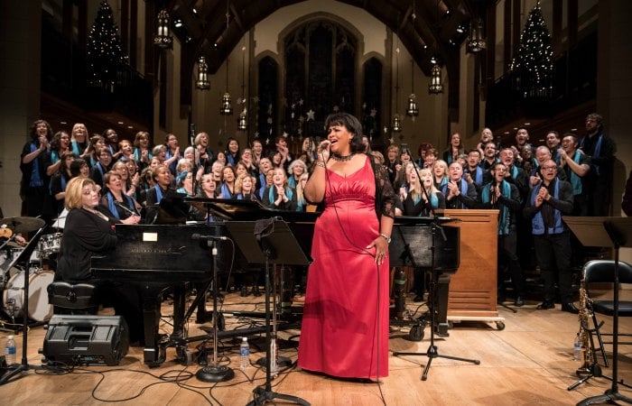 Maureen Washington with the Good Noise Gospel Choir for their Good Tidings Christmas concert at Christ Church Cathedral in Vancouver, BC.