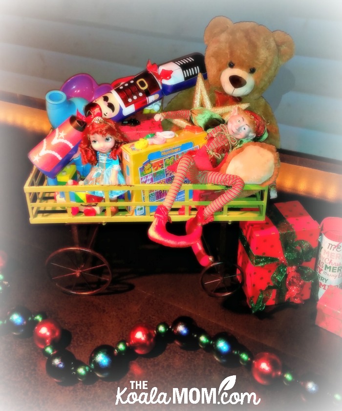 Christmas bear and decorations at FlyOver Canada