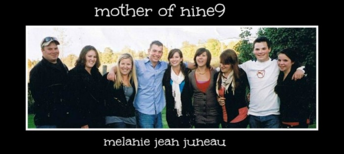 Melanie Jean Juneau with her 9 children