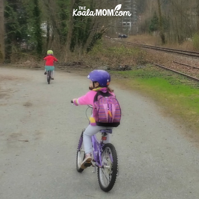 Sunshine and Lily biking