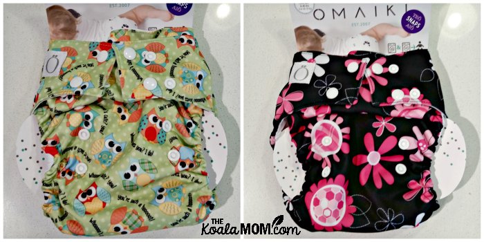 Omaiki cloth diapers, in Flowers and Owls