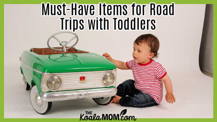 Must-Have Items for Road Trips with Toddlers. Image of toddler looking at green ride-in-car by coolunit from Pixabay.