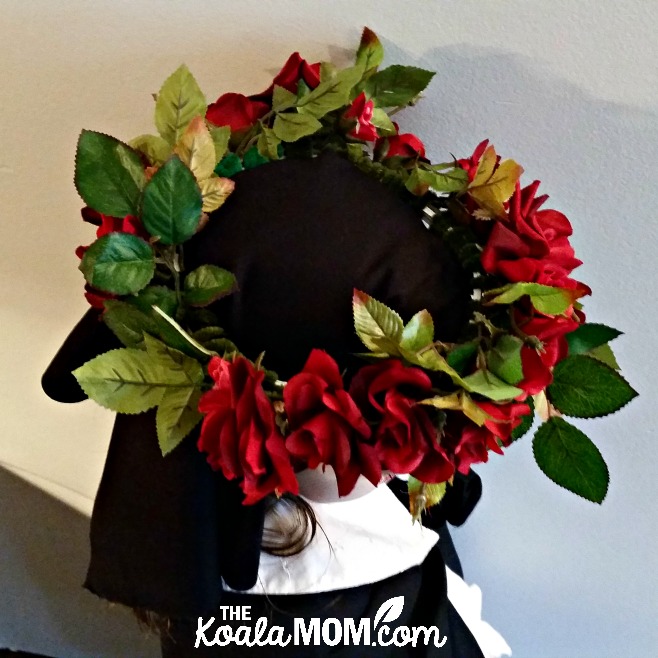 Saint Rose of Lima costume - a wreath of roses over a girl's head