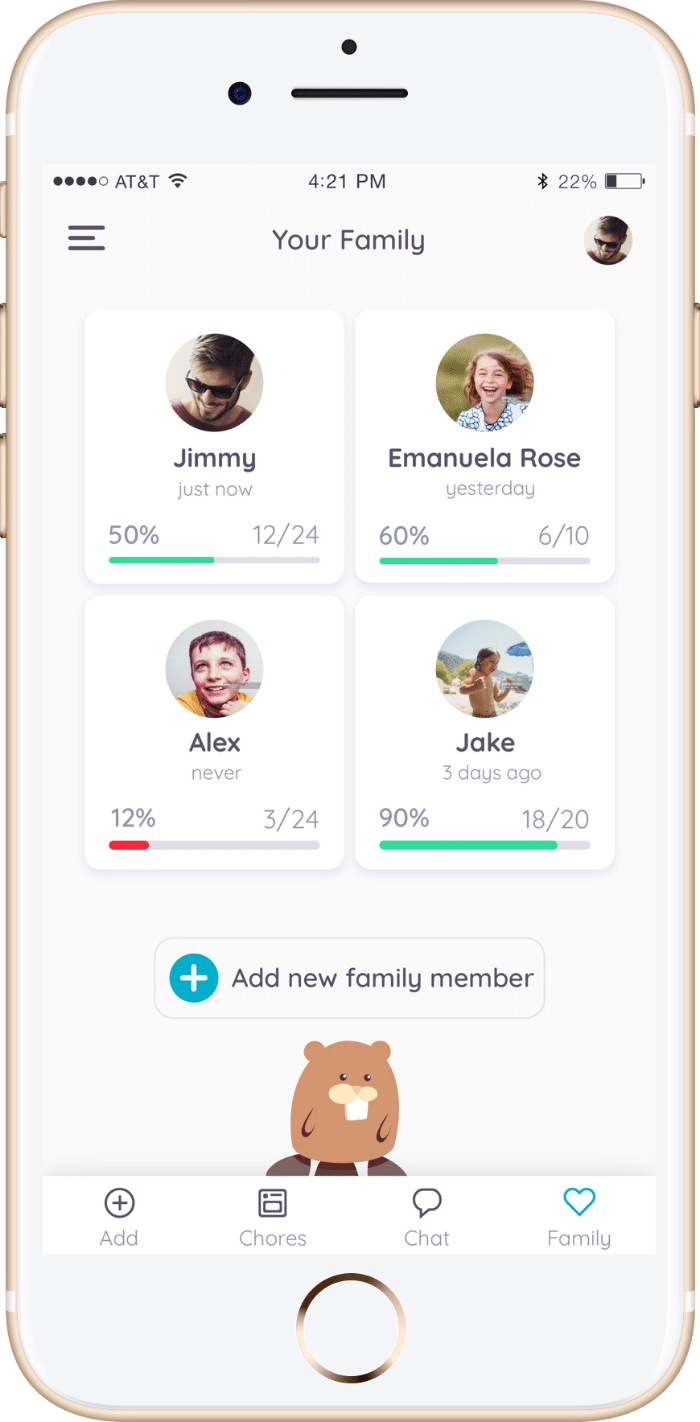 Family members in the Homey app